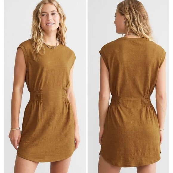 Z Supply Rowan Textured Knit Dress Small Caramel Shift Mini Defined Waist FALL - Picture 1 of 8